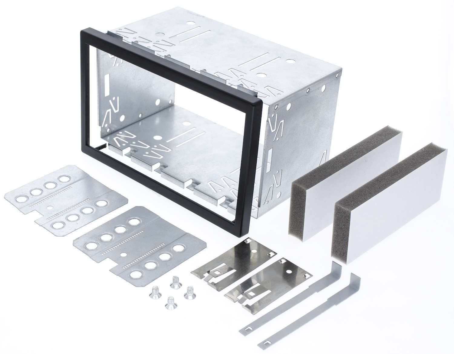 Audioproject A146 - Car Radio Installation Frame Double DIN Shaft - Metal for 2DIN Radio Bezel 2 ISO Car Radio Installation Frame - compatible with VW Golf Polo Audi Ford Mercedes Smart Skoda Peugeot