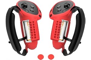 SoJumpvr Controller Grips Cover Compatible with Meta Quest 3S/Quest 3 Accessories, Hand Strap with Battery Opening, Knuckle Straps with Widen and Thicken Sponge(Not for Charging Dock) (Red)