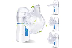 FIVEPROPY Portable Nebulizer Mesh Machine Cool Mist Handheld USB or Battery Powered Nebulizer for Adults and Kids, Home and Travel