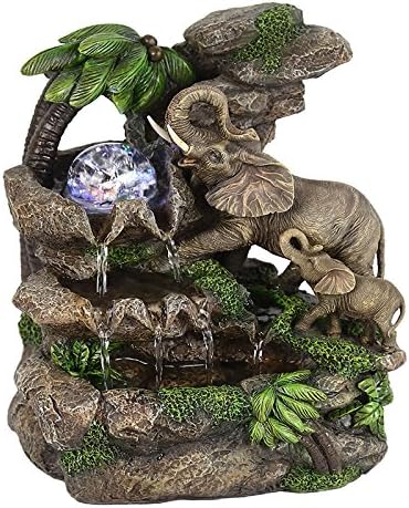 Ore International Elephant Table Fountain, 11", Multi-Colored