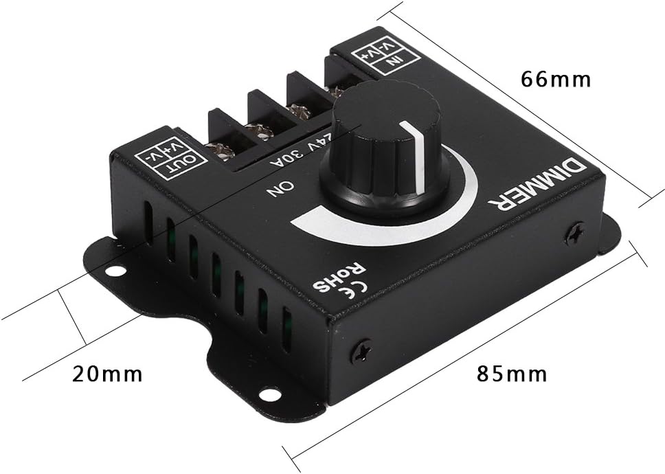 GOTOTOP 12V/24V DC 30A LED Switch Dimmer, LED Light with Knob Switch Dimmer Controller Manual for Strip Light Single Color - Image 4
