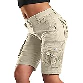 Cargo Shorts Women Flap Pocket Design Bermuda Cargo Shorts Knee Length Summer Hiking Shorts Casual Shorts