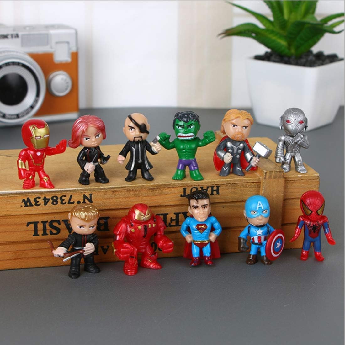 12PCS Super hero Cake topper and Cup cake Topper,The Avengers cake topper Children Shower Birthday Party Supplies. Mini action figures, organizers games toy party collection