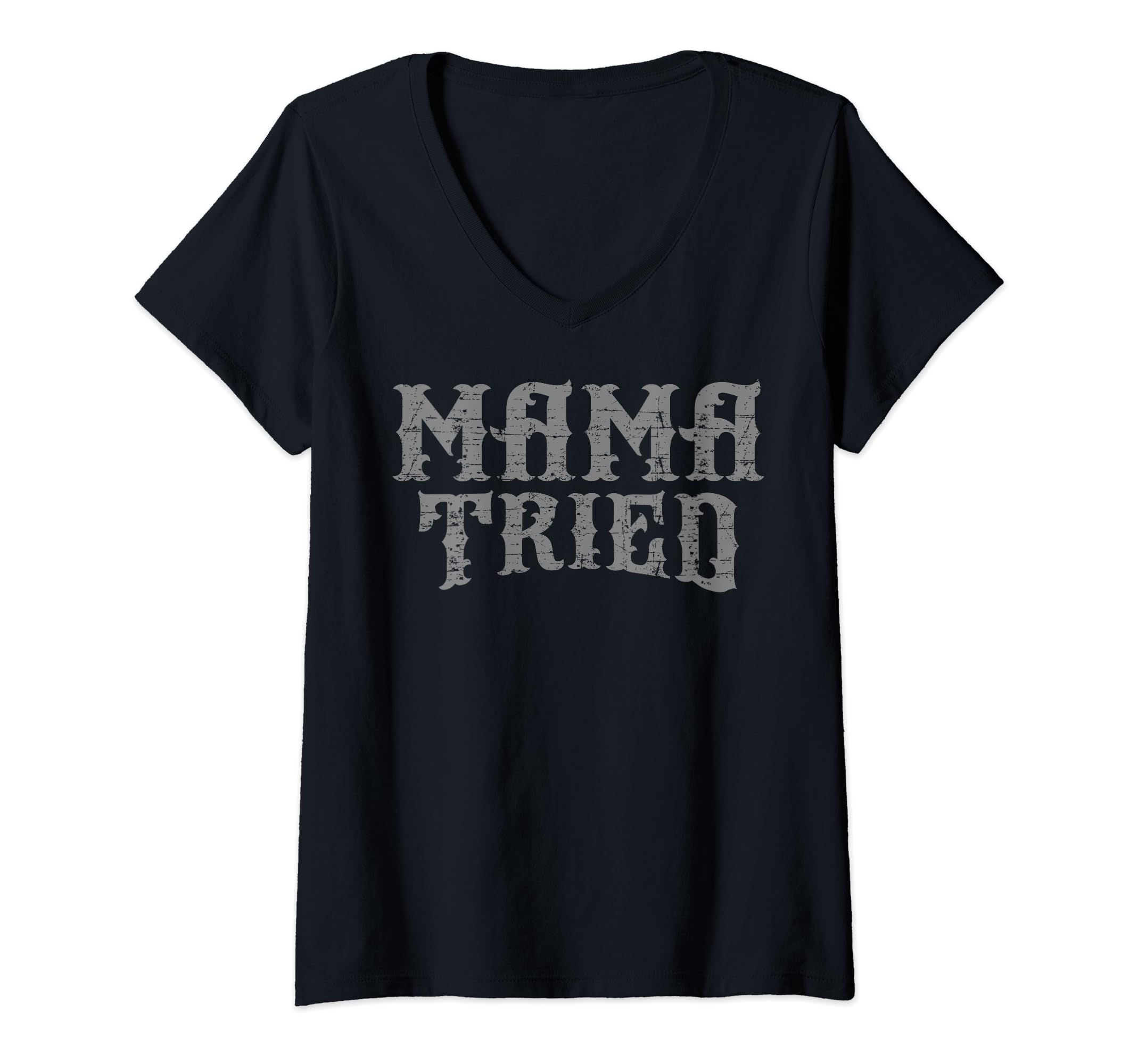 Photo 1 of (BLUE XL) (USED/FAIR) Mama Tried V-Neck T-Shirt