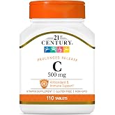 21st Century Vitamin C 500mg Prolonged Release Tablets, Immune, 110ct | Vitamin C 500 mg Time-Release Tablets, Immune &amp; Antioxidant Support, Steady All-Day Release, Gluten Free