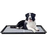 HQ4us Dog Pee Pad Holder Tray with Grate 34&rdquo;&times;23&rdquo;, Large Dog Litter Box Toilet, Puppy Pee Pad Holder, Less Mess, Dog Potty Indoor Outdoor for Balcony