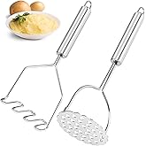 VOOVAO 2 Pcs Potato Masher for Potatoes, Heavy Duty Stainless Steel Integrated Kitchen Tool