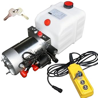 Hydraulikaggregat, Hydraulikpumpe 12 V 180 bar 2000 Watt mit 4 Liter Tank und abschließbare Kabelfernbedienung