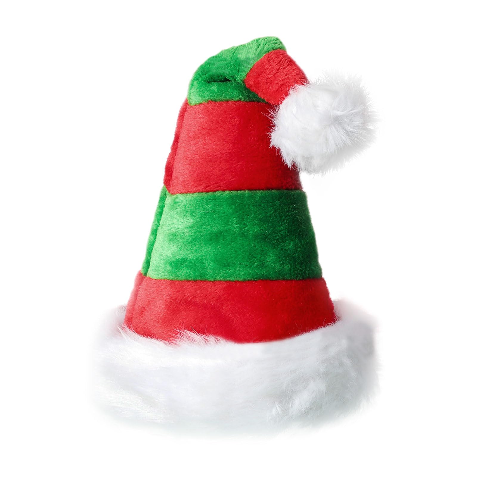 XNIVUIS Father Christmas Hat,Red and Green Stripes Christmas Santa Hat,Plush Christmas Hat,Christmas Party Party Decorations,Thickened Warm Elf Hats,Christmas decorations for Children Adults (1 PCS)
