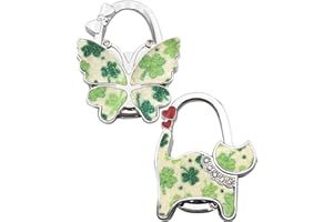 KUNHEHO Butterfly and Cat Design Foldable Handbag Hanger Folding Purse Table Hook Holder(Clover)