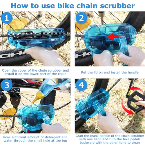 focopot Bike Chain Cleaner Kit Including Cleaning Brush Tool,Bicycle Chain Lube,Cleaning Agent and Scrubber for Cleaning Mountain/MT/Road/BMX Bike