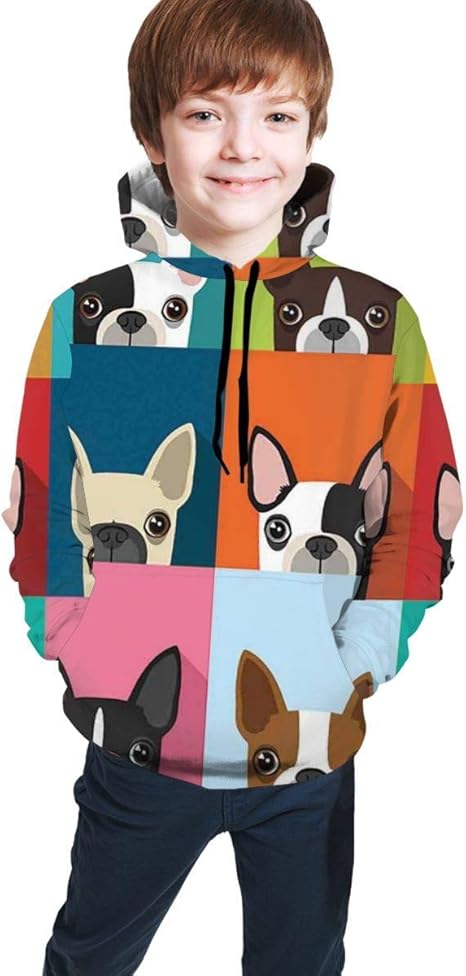 huatongxin Teen Hoodies, Boston Terrier Pullover Hoody Sudadera con
