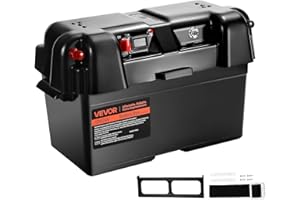 VEVOR Battery Box, Group 24-27 Trolling Motor Battery Box, 12V/24V Marine Batteries Case with PP Shell and Dual Straps, Smart Batteries Case, Suitable for Trolling Motor, Marine,RV & Solar Panel