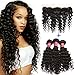 Unice Hair Icenu Series 8A Brazilian Deep Wave Virgin Hair 13x4 Lace Frontal with Bundles 100% Unprocessed Human Hair Extensions Natural Color (18 20 22+16, Frontal)