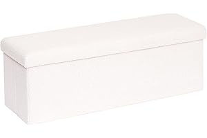 PINPLUS Folding Storage Ottoman Bench, Upholstered Sherpa Ottoman Storage Bench, Large Storage Chest Footrest Stool with Lids