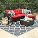 PHI VILLA Outdoor Sectional Rattan Sofa - Wicker Patio Furniture Set (Red)