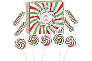 RBBZ PARTY Christmas Candy Lollipops - 24 Holiday Suckers Individually Wrapped Bulk - 18g Swirl and 12g Twisty Pops