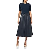 Shoshanna Women's Leather Knit Combo Angela Dress