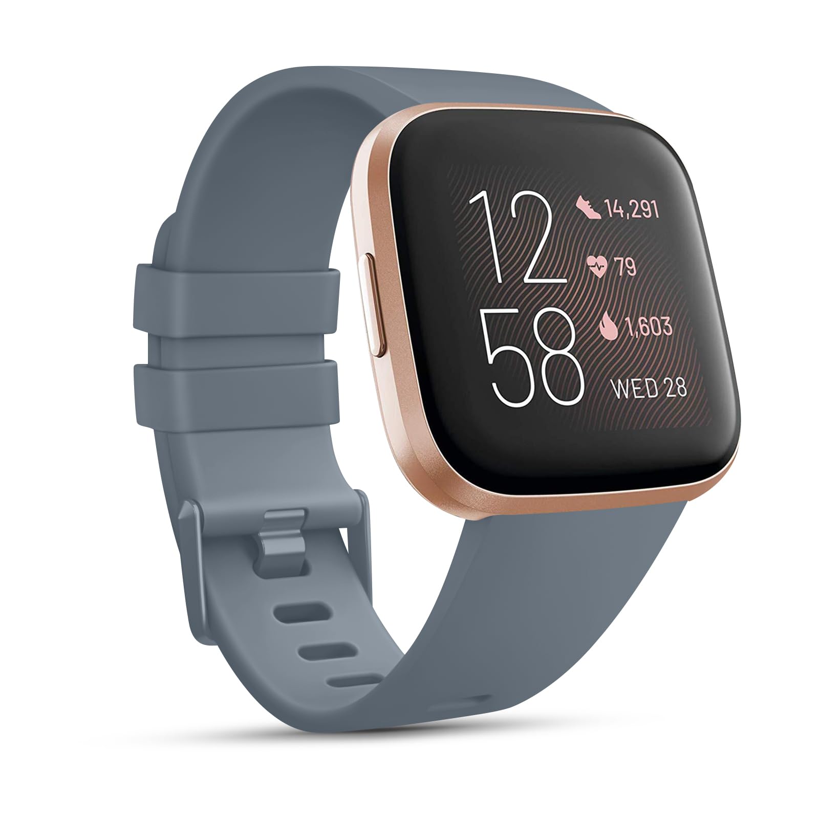 Strap for Fitbit Versa 2 Straps/Fitbit Versa Strap/Fitbit Versa Lite Strap for Women Men, Silicone Sport Classic Replacement Straps Compatible with Fitbit Versa Lite/Fitbit Versa 2(S,Steel Blue)