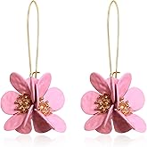 YUNXI Flower Cluster Hoop Earrings for Women Unique Handmade Floral Cute and Fun Flower Dangle Earrings for Women Gifts