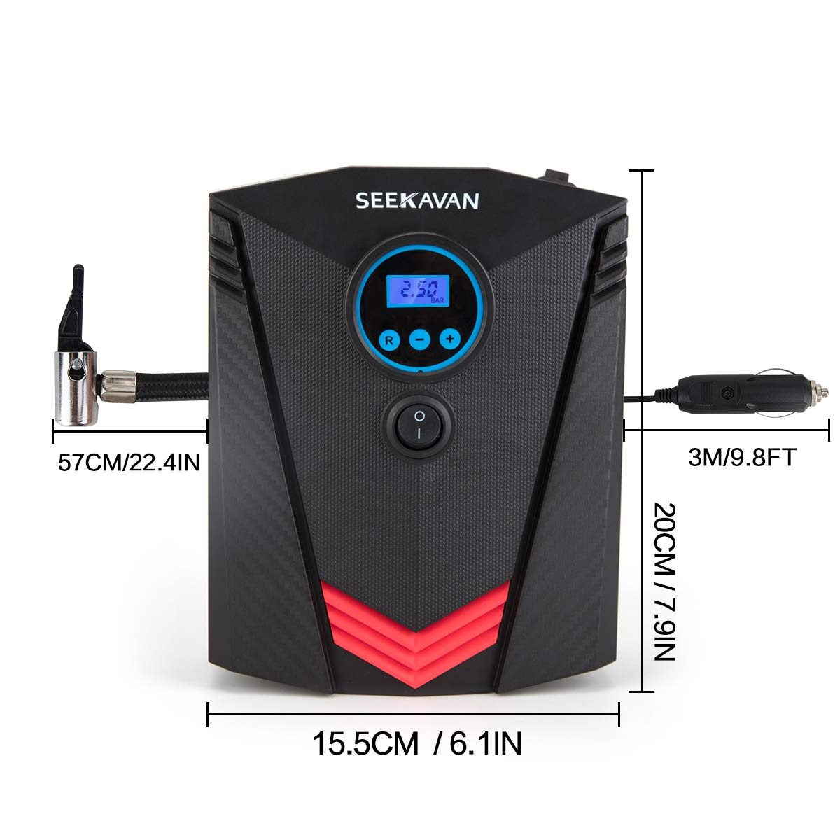 Tire Inflator, Portable Air Compressor Pump 12V DC with Digital LCD up to 150PSI for Car, Motorcycle, Bicycle and Other Inflatables