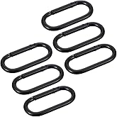 6Pcs Oval Spring Ring Clips Spring O Ring Clip for Purse Strap, Black Buckle Clasp Metal Oval Carabiner Snap Clip Circle Carabiner Clips for Keychains, Handbags, Backpacks, Purse, Keys, Bag Strap