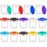 YGAOHF 15 Packs No Spill Paint Cups with Lids for Kids Toddlers, Large Paint Water Cup for Classroom, Spill Proof Painting Cup for Watercolor Painting, Arts and Crafts Supplies
