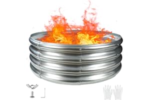 TBMLC Camp Fire Ring Pit, Large Round Galvanized Steel Fire Pit, Heavy Duty Steel Fire Pit for Backyard, Camping, Bonfire (2.67x2.67x1FT)