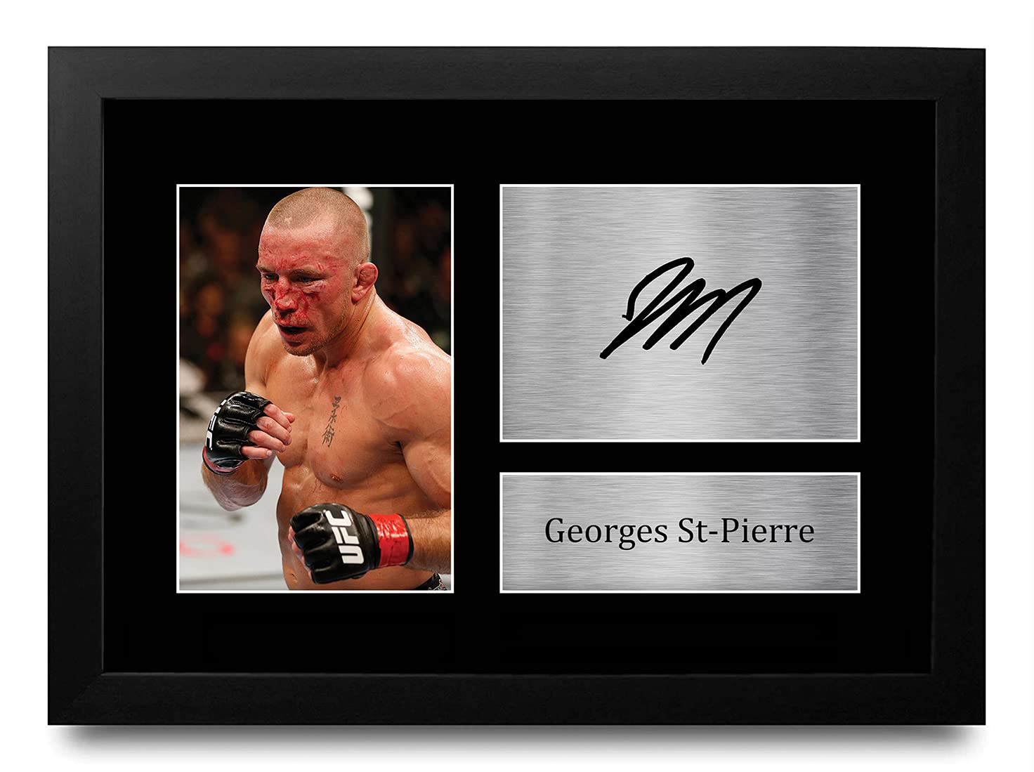 HWC Trading Georges St-Pierre MMA Gifts Printed Signed Autograph Picture for UFC Memorabilia Fans - A4 Framed