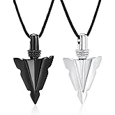 Imrsanl Cremation Jewelry for Ashes Stainless Steel Urn Pendant Necklace for Mens Boys Cool Spearpoint Arrowhead Memorial Keepsake Ash Jewelry
