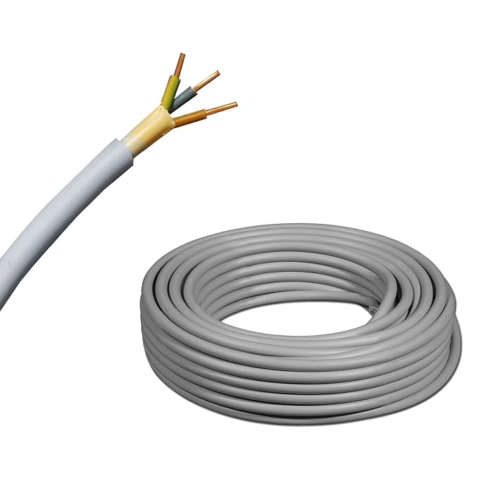 NYM-J Installationsleitung 3x1,5 Mm² Grau – 25m Oder 50m Wählbar, Perfekt Für Feste Verlegung In Trockenen & Feuchten Räumen