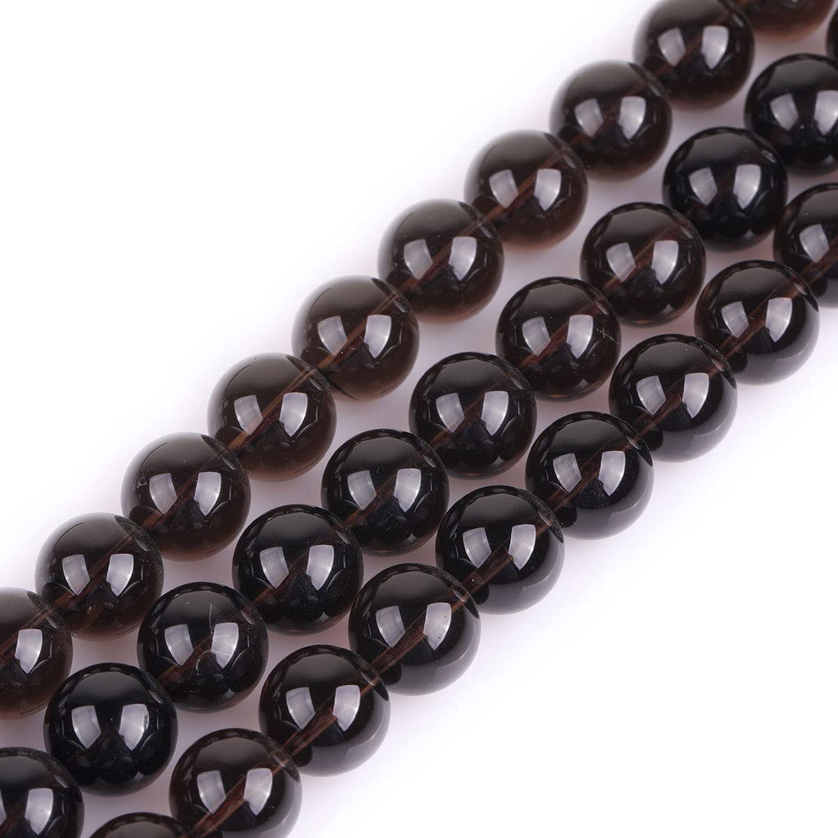 GEM-Inside Natural 12mm Dark Smoky Quartz Round Gemstone Semi Precious Loose Beads for Jewellery Making 15''