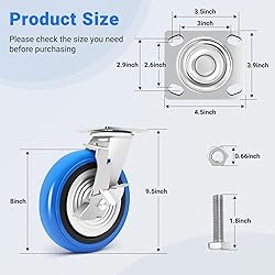 W B D WEIBIDA 8 Inch Heavy Duty Casters Set of