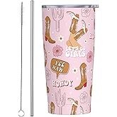 JASROTAO Cowboy Boots Tumbler, Western 20oz Stainless Steel Insulated Travel Tumblers,Travel Coffee Mug with Lid and Straw Cups Gifts for Women Men
