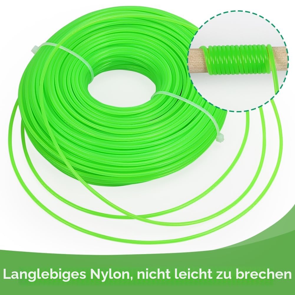 2,0 mm Nylon Mähfaden, 100m Grün Runde Trimmerschnur Starke Trimmerfaden 2