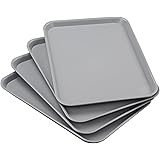 Pekky Plastic Fast Food Trays, Grey Serving Tray, 17.2"x13.5"x0.9", 4 Packs