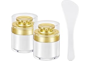 PARAKE Airless Pump Jars, 2-Pack 0.5 Oz Empty Moisturizer Pump Dispensers, Refillable LeakProof Vacuum Cosmetic Containers, Travel Airless Pump Bottles for Cream Lotion Skincare Toiletries (White)