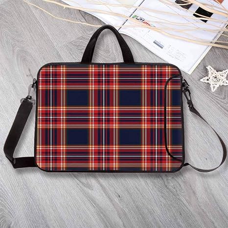 plaid laptop bag
