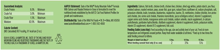 taste of the wild cat food calories
