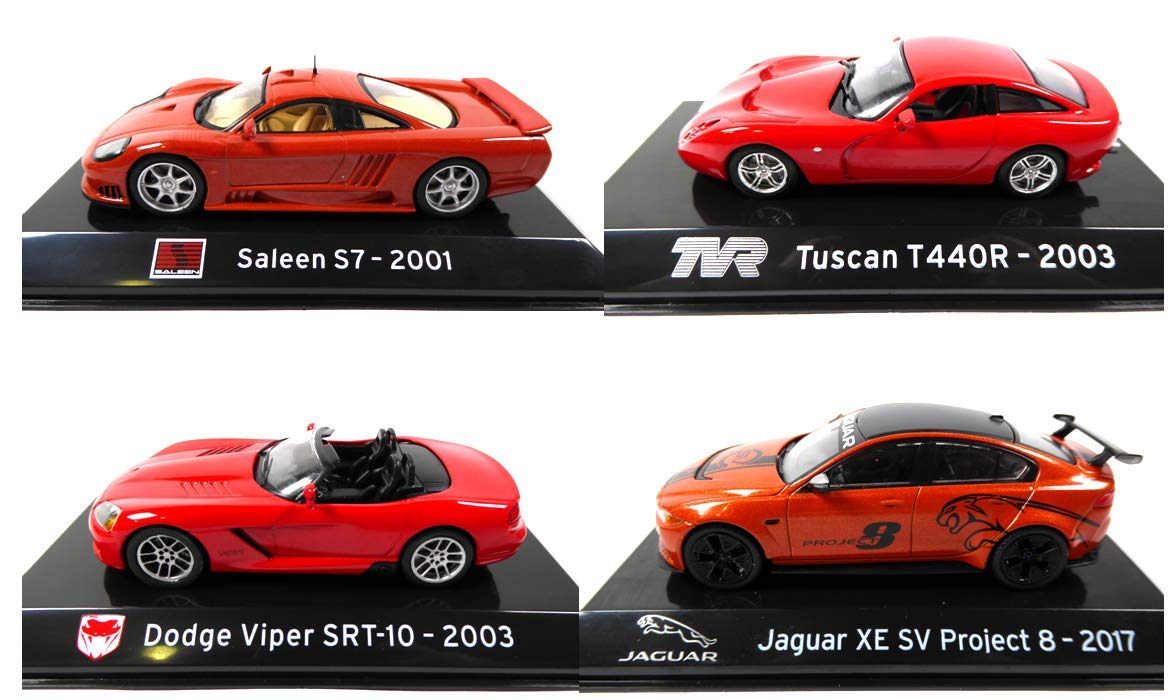 OPO 10 - Lot of 4 cars SUPERCARS 1/43 Compatible with Dodge + Saleen + TVR + Jaguar (S29 + 50 + 55 + 34)