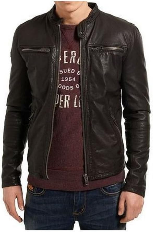 Western Leather Men's Lambskin Leather Bomber Biker Jacket