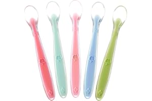 SPERRIC Best Baby Spoons First Stage 4 Months, Soft Food Grade Silicone, Baby Spoon Self Feeding, Infant Spoons First Stage Toddler Spoons, Baby Utensils Training Spoon Gift Set 5 Pack