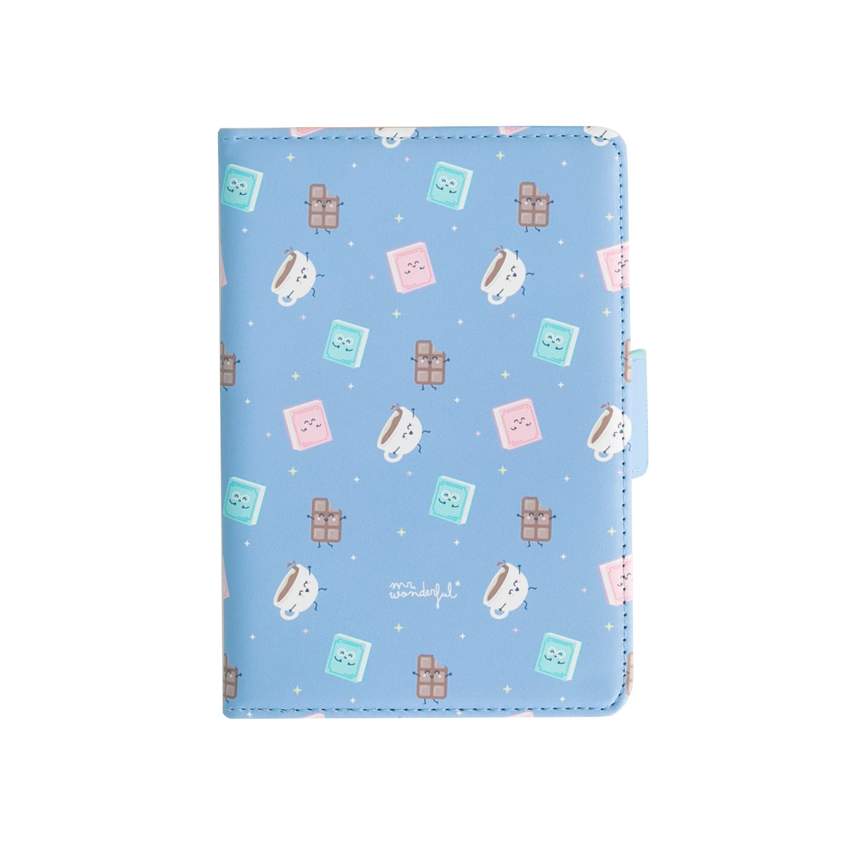 WONDEE Mr. Wonderful 6 Inch Adjustable eBook Case with Card Holder and Document Holder Design Coffee and Books