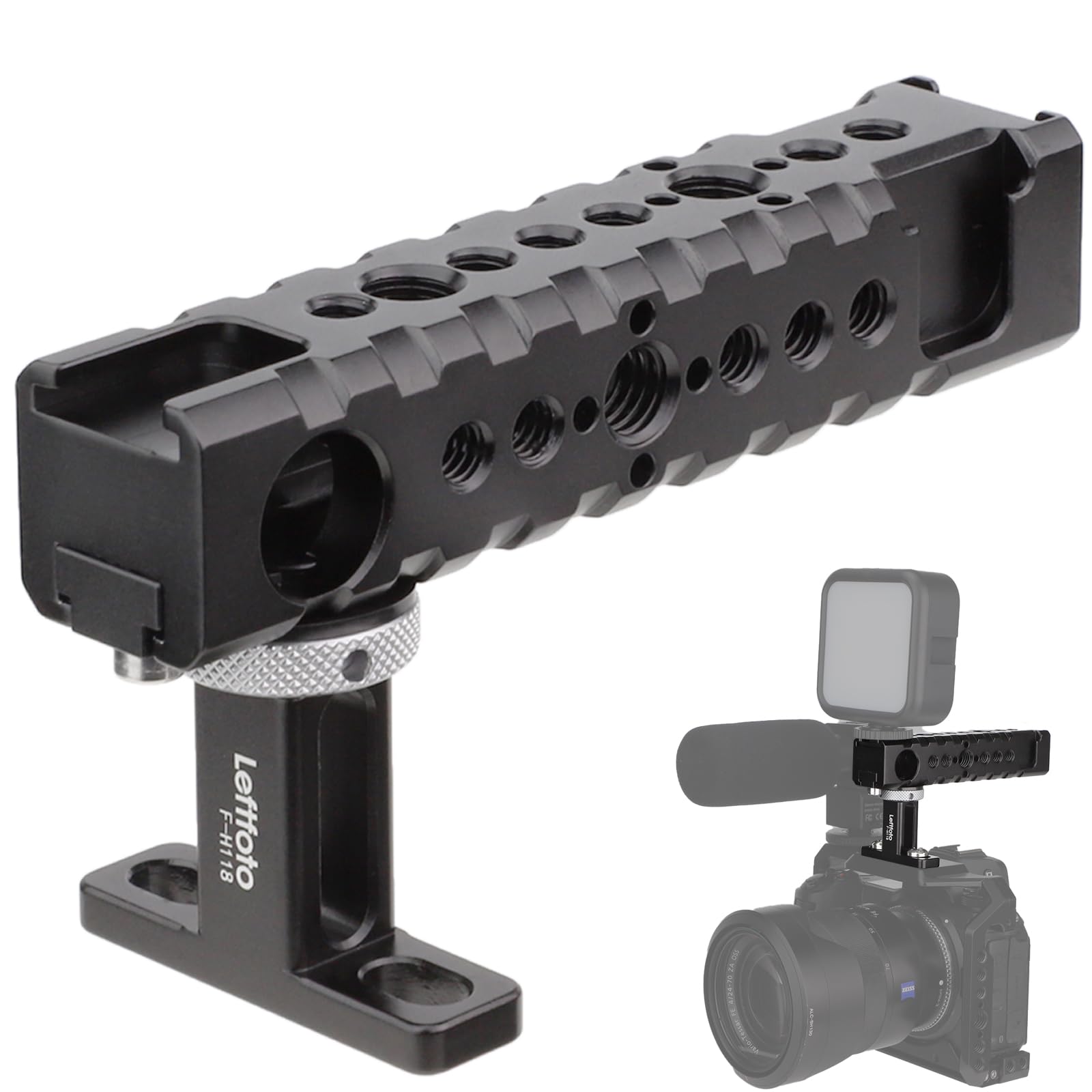 Universal Camera Top Handle Grip/Side Handle, for DSLR Camera Cage Video Camcorder Rig Video Film Movie Making,with Shoe Mount for LED Lights Microphones