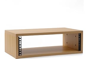 AcouZen Desktop Studio Rack – 2U/3U/4U Wooden 19-Inch Rack for Studio Gear, Natural or Walnut Engineered Wood, Tabletop Mount for Audio Equipment (Natural Finish, 3U)