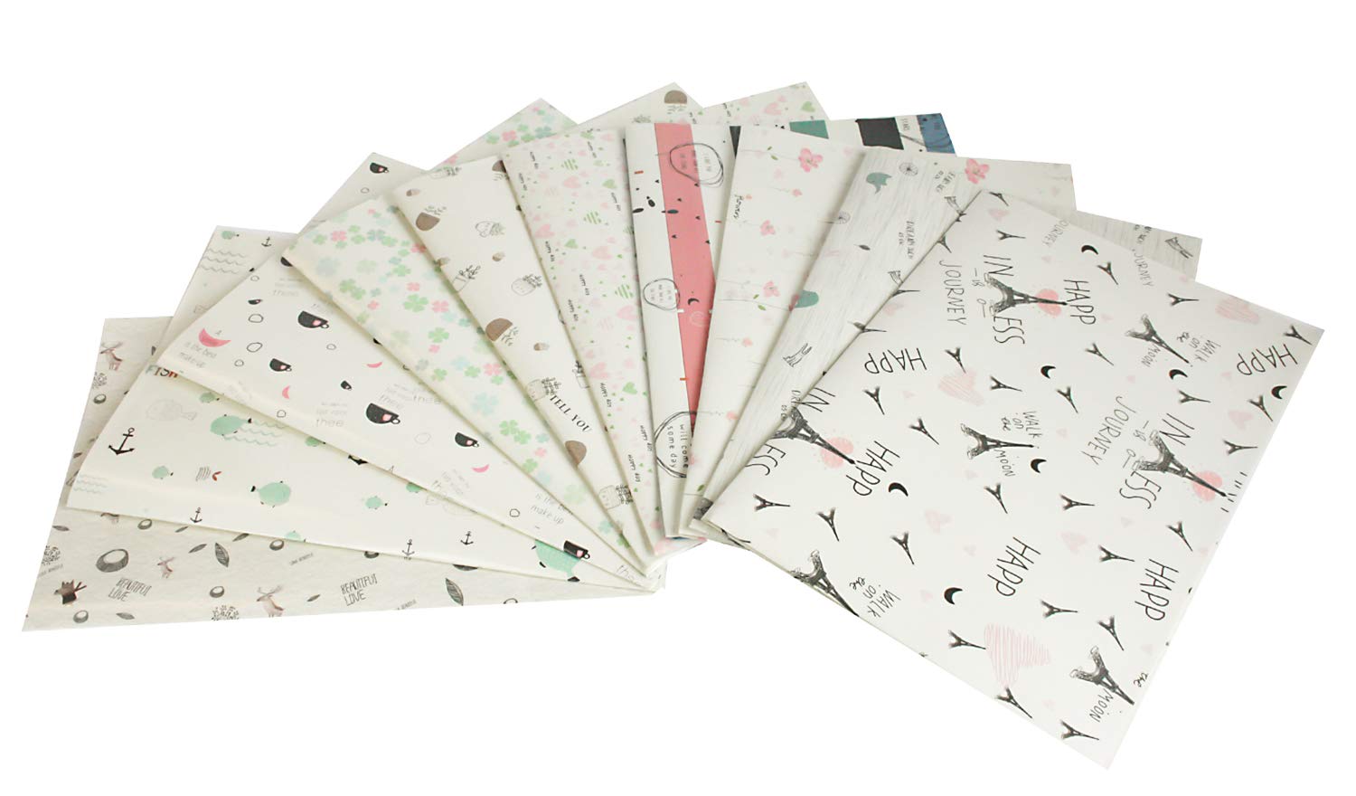 Emartbuy Premium Wrapping Paper Pack of 10 – 50x75 cm Flat Gift Wrap for Birthday, Anniversary, Wedding, Crafts, Scrapbook – Assorted Decorative Designs for All Occasions – Design 4