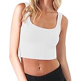 CHYRII Womens Summer Square Neck Going Out Tops Ribbed Basic Tank Crop Workout Tops