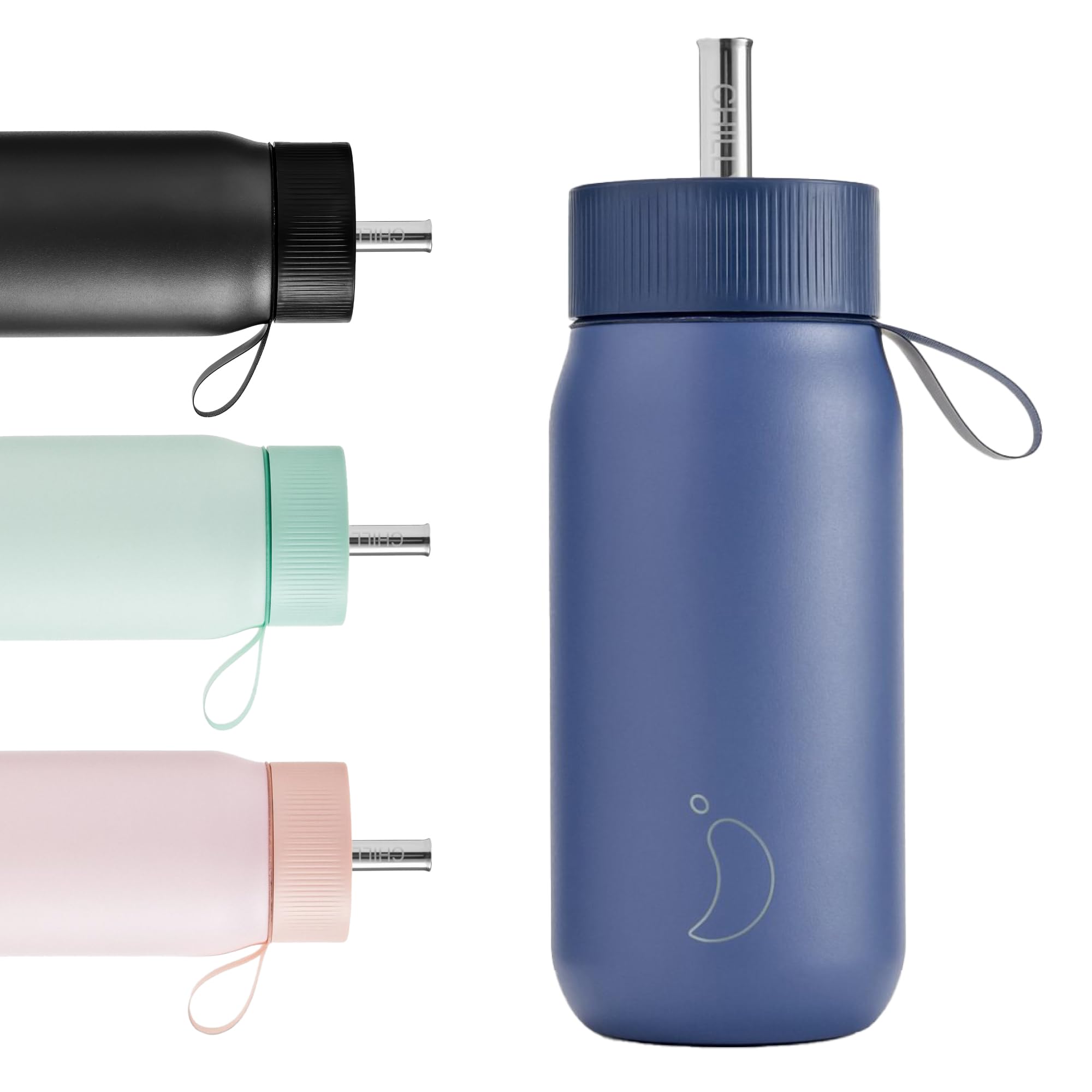 Chilly's Switch - BPA-Free Stainless Steel Switch Cup with Wide Straw for Milkshakes and Bubble Tea - Double Walled, Vacuum Insulated - Whale Blue, 750ml