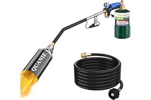 QUANIE Propane Torch Weed Burner Kit,Weed Torch 1,000,000 BTU Blow Torch with 1lb Propane Cylinder Adapter and 10FT Hose,Flamethrower with Turbo Trigger for Flame Weeding,Roofing, Melting Ice Snow