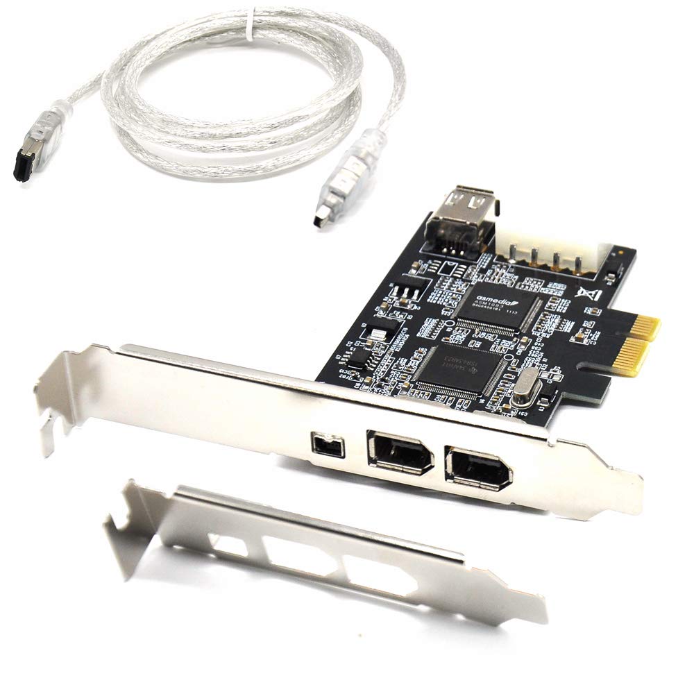 Pardarsey PCIe Firewire Card for Windows 10, IEEE 1394 PCI Express Controller 4 Ports(3 x 6 Pin and 1 x 4 Pin), 1394a Firewire 800 Adapter for Windows 7/8/Mac OS with Low Profile Bracket and Cable